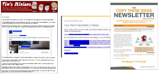 different newsletters emails
